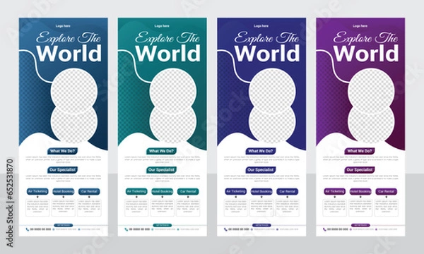 Fototapeta professional travel roll up banner design template vector file modern layout