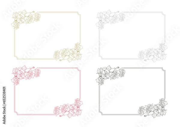 Obraz バラの線画フレーム