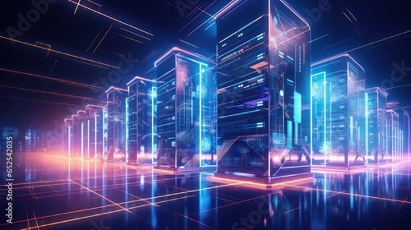Obraz Futuristic Data Center Visualization
