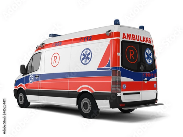Obraz Карета скорой помощи на белом фоне