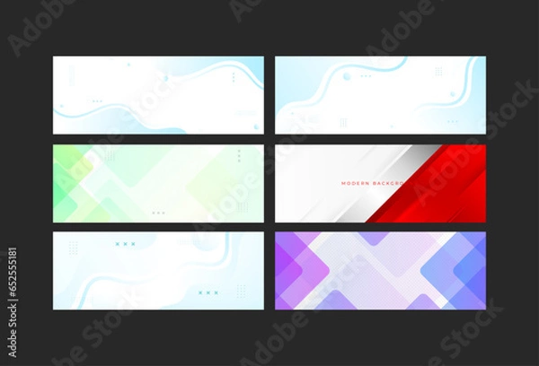 Fototapeta banner background. colorful. 2 color. gradation. 6 set collecttion. memphis abstract . trendy. eps 10