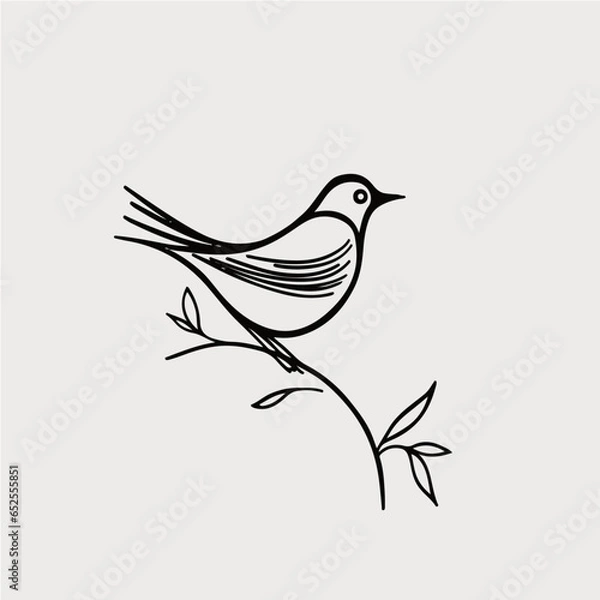 Fototapeta simple one line drawing of bird, vector logo