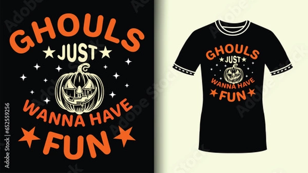 Fototapeta Halloween funny quote retro Typography art for Halloween tshirt graphic with pumpkin vector