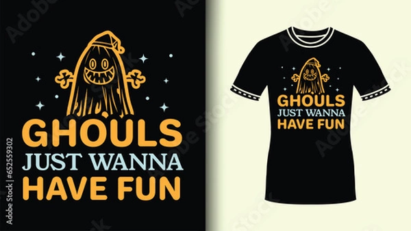 Fototapeta Ghouls Just Wanna Have Fun Printable Retro halloween Sublimation Design with Halloween Boo Graphic