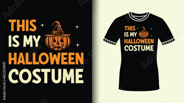 Fototapeta This Is My Halloween Costume Typography Quote For Tshirt Design With Bats And Pumpkin Vector