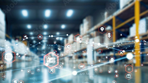 Obraz Distribution center and communication network concept.