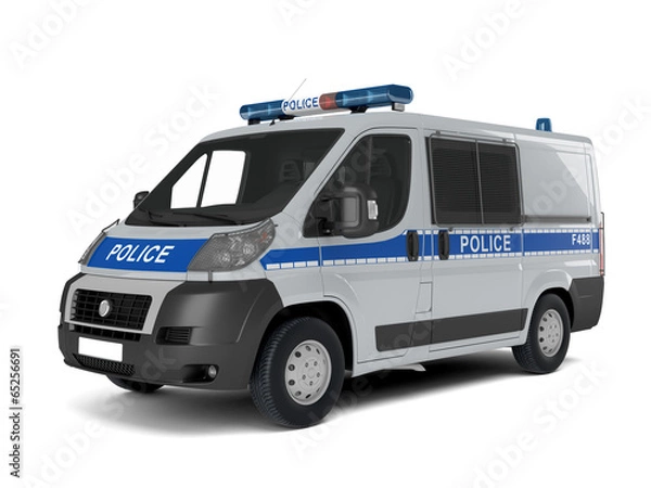 Obraz Полицейский автомобиль на белом фоне