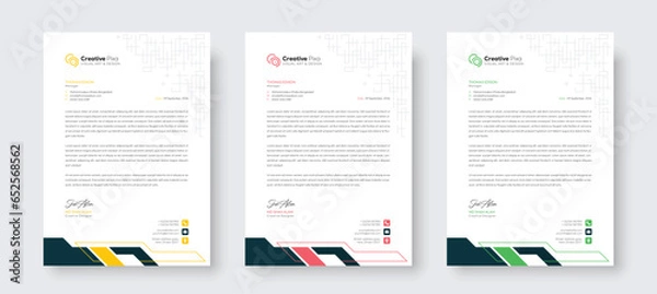 Fototapeta Minimal creative professional newsletter corporate modern business proposal letterhead design template with color variation bundle