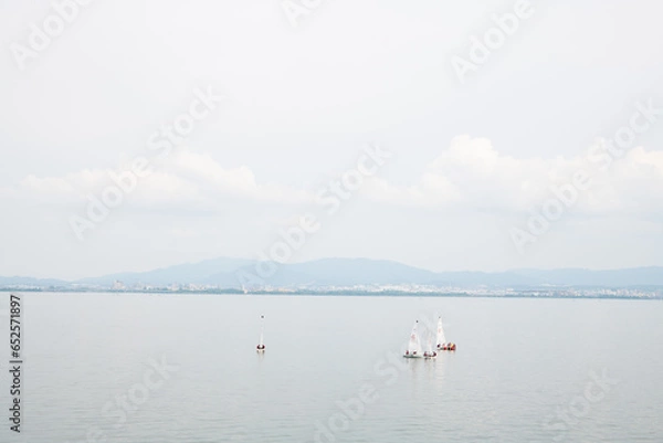 Obraz 琵琶湖とヨット