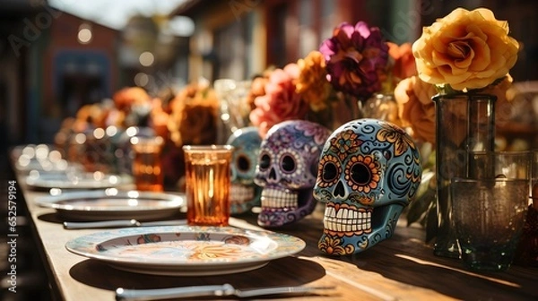 Fototapeta dia de los muertos dinner table