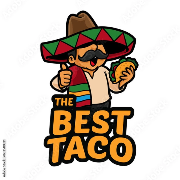 Obraz Best Taco Logo Mascot Template
