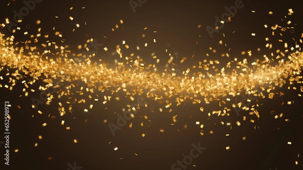 Fototapeta Falling Shiny Golden Confetti Isolated on Transparent
