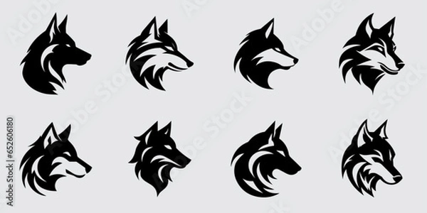 Obraz Wolf Head Mascot Vector Logo Design Silhouette Collection