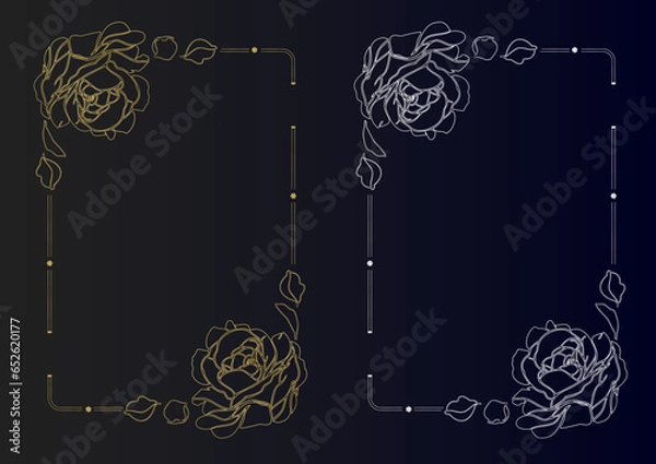 Fototapeta ゴールド&シルバーのバラフレーム