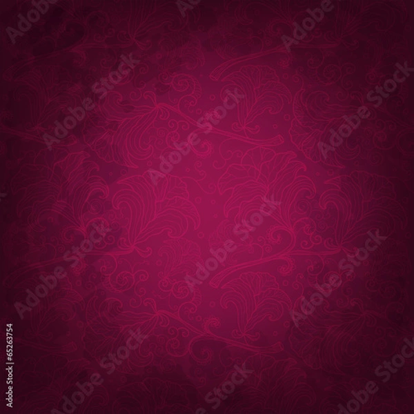 Obraz Dark pink background with fancy flowers