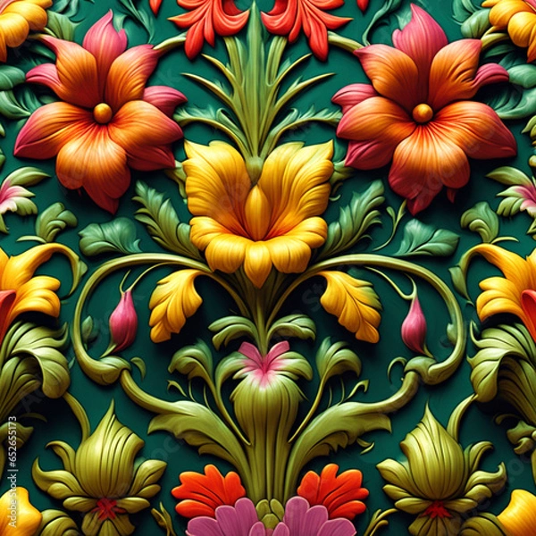 Fototapeta style exotic floral pattern wallpaper texture perfect composition beautiful detailed intricate ins Generative ai