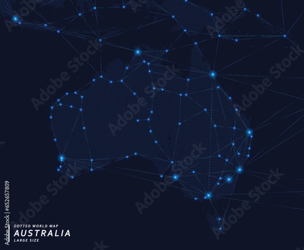 Fototapeta オーストラリアを中心とした、デジタルなドットマップ。　大サイズ。