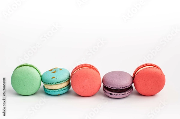 Obraz multi-colored macaroons on a white background