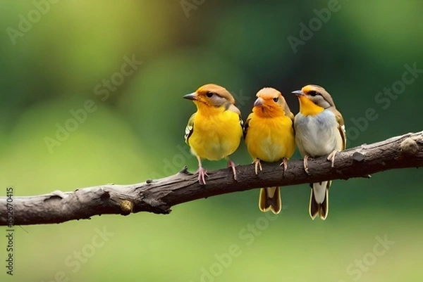 Obraz robin on branch , birds on tree  in morning