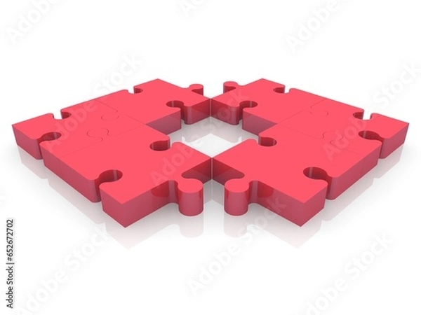 Obraz A red puzzle square with missing puzzle pieces
