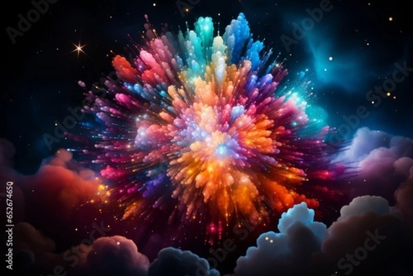 Fototapeta Firework creating a starburst of colors, Generative AI