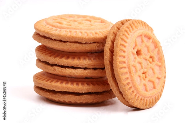 Fototapeta Cream Cookies on white background, new angles 