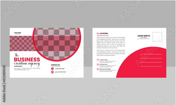 Obraz Corporate postcard design template, Creative Vector Postcard Template, New Modern Postcard Design .