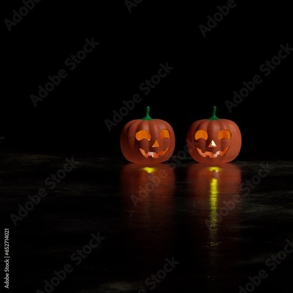 Fototapeta Halloween pumpkin background, 3d rendered illustration