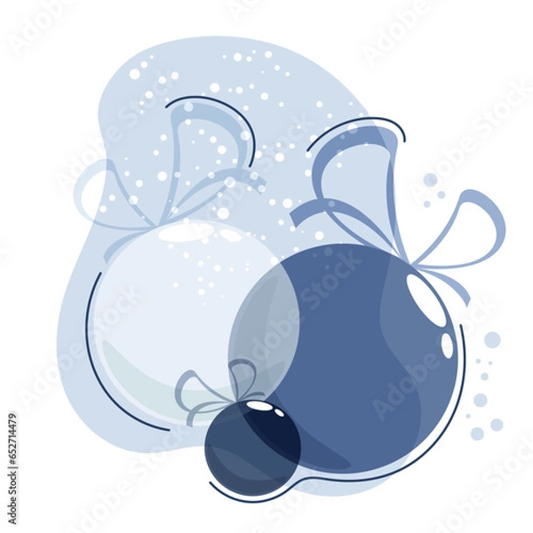 Fototapeta Christmas balls of different transparency on an abstract background in blue tones. Design element for clothes, cards, textiles, fabrics, wallpapers