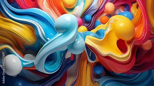 Fototapeta abstract colorful background with flowing paint generated by AI
