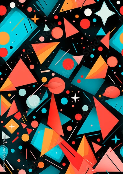 Fototapeta Modern grid flyer with geometric shapes, geometry graphics and abstract background vector set. Geometry grid pattern banner vivid presentation illustration