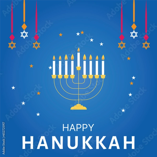 Obraz Happy Hanukkah, Jewish Festival of Lights background for greeting card, invitation, banner