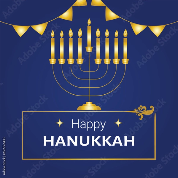 Obraz Happy Hanukkah, Jewish Festival of Lights background for greeting card, invitation, banner