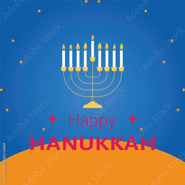 Obraz Happy Hanukkah, Jewish Festival of Lights background for greeting card, invitation, banner