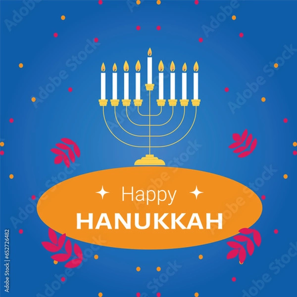 Obraz Happy Hanukkah, Jewish Festival of Lights background for greeting card, invitation, banner