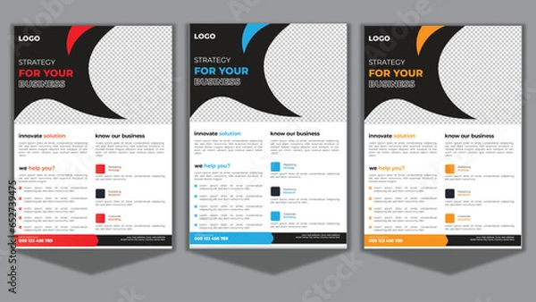 Obraz Modern template, in blue ,red and yellow color, and modern design, perfect for creative professional business.