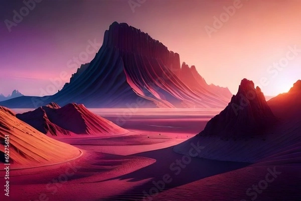 Fototapeta sunset behind the mountains