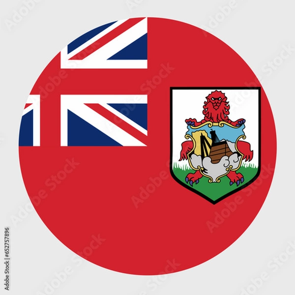 Fototapeta Vector illustration of flat round shaped of Bermuda flag. Official national flag in button icon shaped.