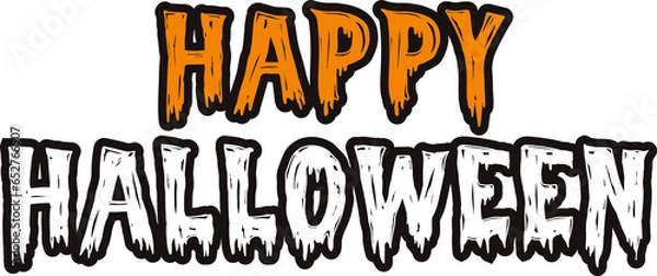 Fototapeta Happy Halloween horror text styling, PNG file no background