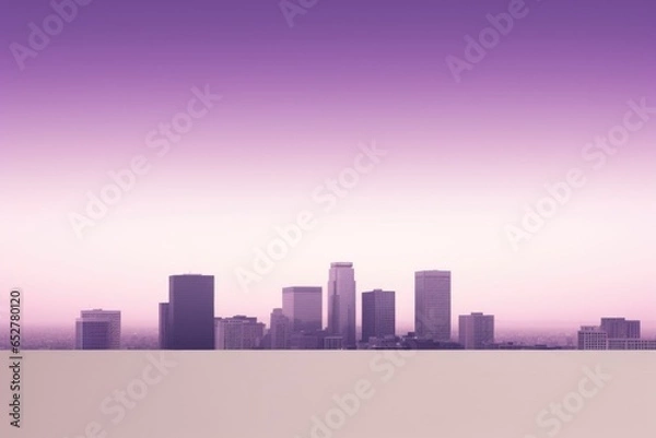 Obraz White and Purple Skyline Minimalism in a negative artistic space. Visual abstract metaphor. Geometric shapes with gradients.