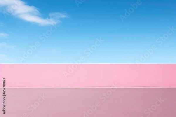 Obraz Blue and Pink Road Minimalism in a negative artistic space. Visual abstract metaphor. Geometric shapes with gradients.