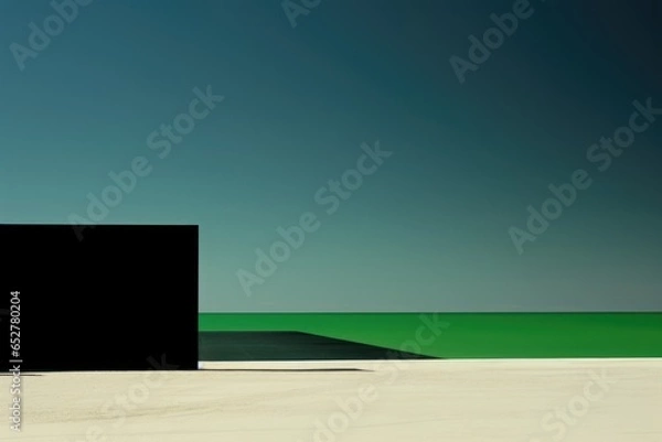Obraz Green and Black Beach Minimalism in a negative artistic space. Visual abstract metaphor. Geometric shapes with gradients.