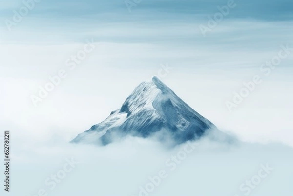 Obraz Blue and Gray Mountain Minimalism in a negative artistic space. Visual abstract metaphor. Geometric shapes with gradients.