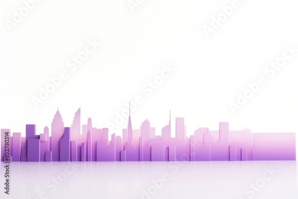 Obraz White and Purple Skyline Minimalism in a negative artistic space. Visual abstract metaphor. Geometric shapes with gradients.