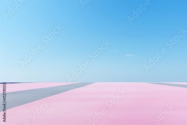 Obraz Blue and Pink Road Minimalism in a negative artistic space. Visual abstract metaphor. Geometric shapes with gradients.