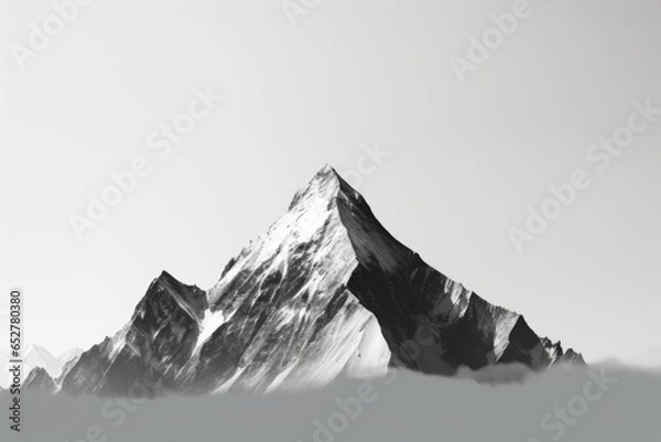 Obraz White and Black Mountain Minimalism in a negative artistic space. Visual abstract metaphor. Geometric shapes with gradients.