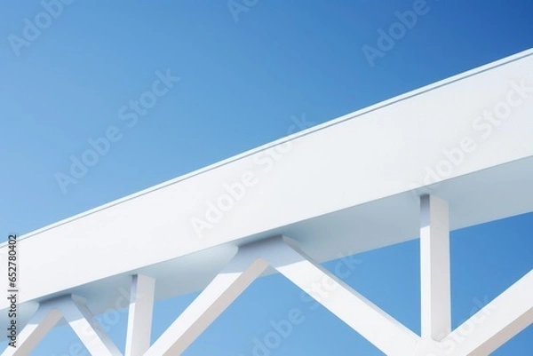 Obraz White and Blue Bridge Minimalism in a negative artistic space. Visual abstract metaphor. Geometric shapes with gradients.