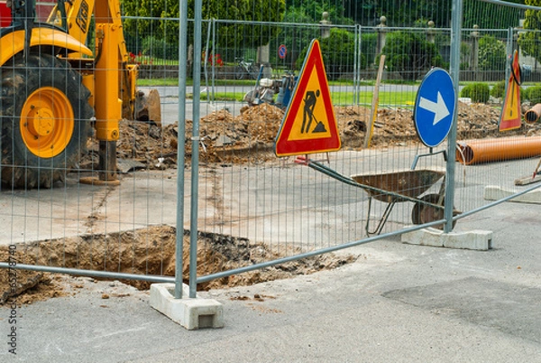 Obraz Cantiere lavori in corso, segnali di rifacimento stradale