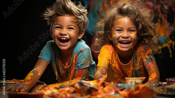 Fototapeta Colorful Mirth: The Playful Palette of Childhood