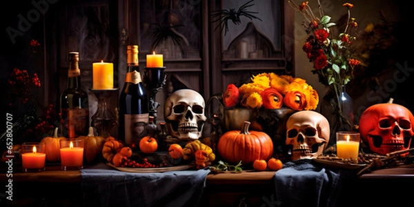 Obraz Beautiful colorful halloween themed table decoration